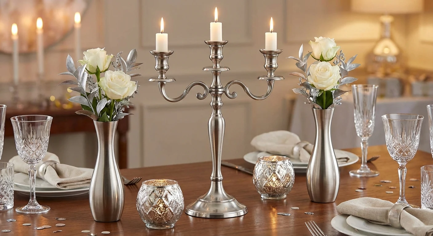 Amscan Centerpiece Kit Elegant Birthday Silver 5-Piece image 2