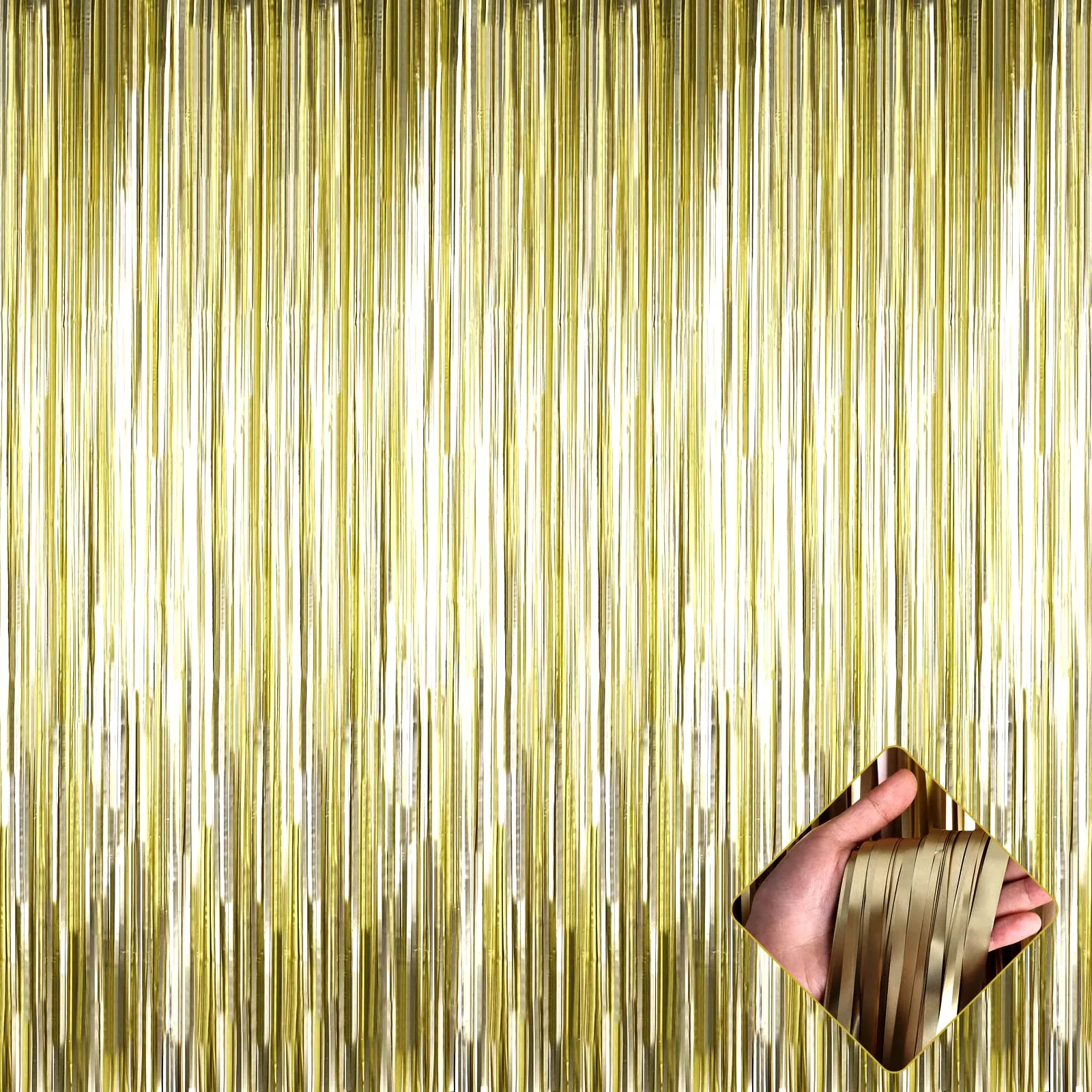 Beistle Foil Fringe Curtain Metallic Gold 3×8ft 2-Pack image 2
