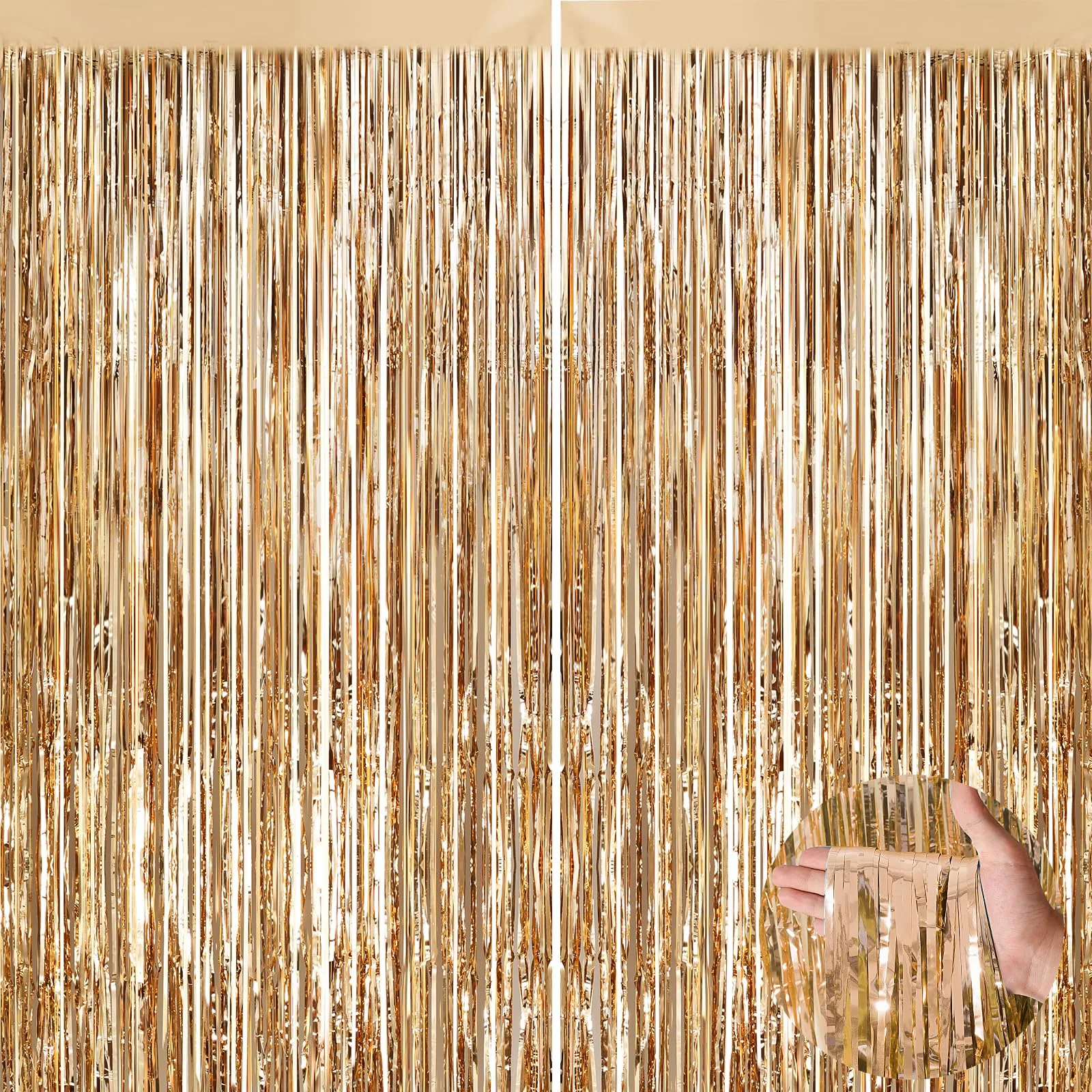 Beistle Foil Fringe Curtain Metallic Gold 3×8ft 2-Pack image 3
