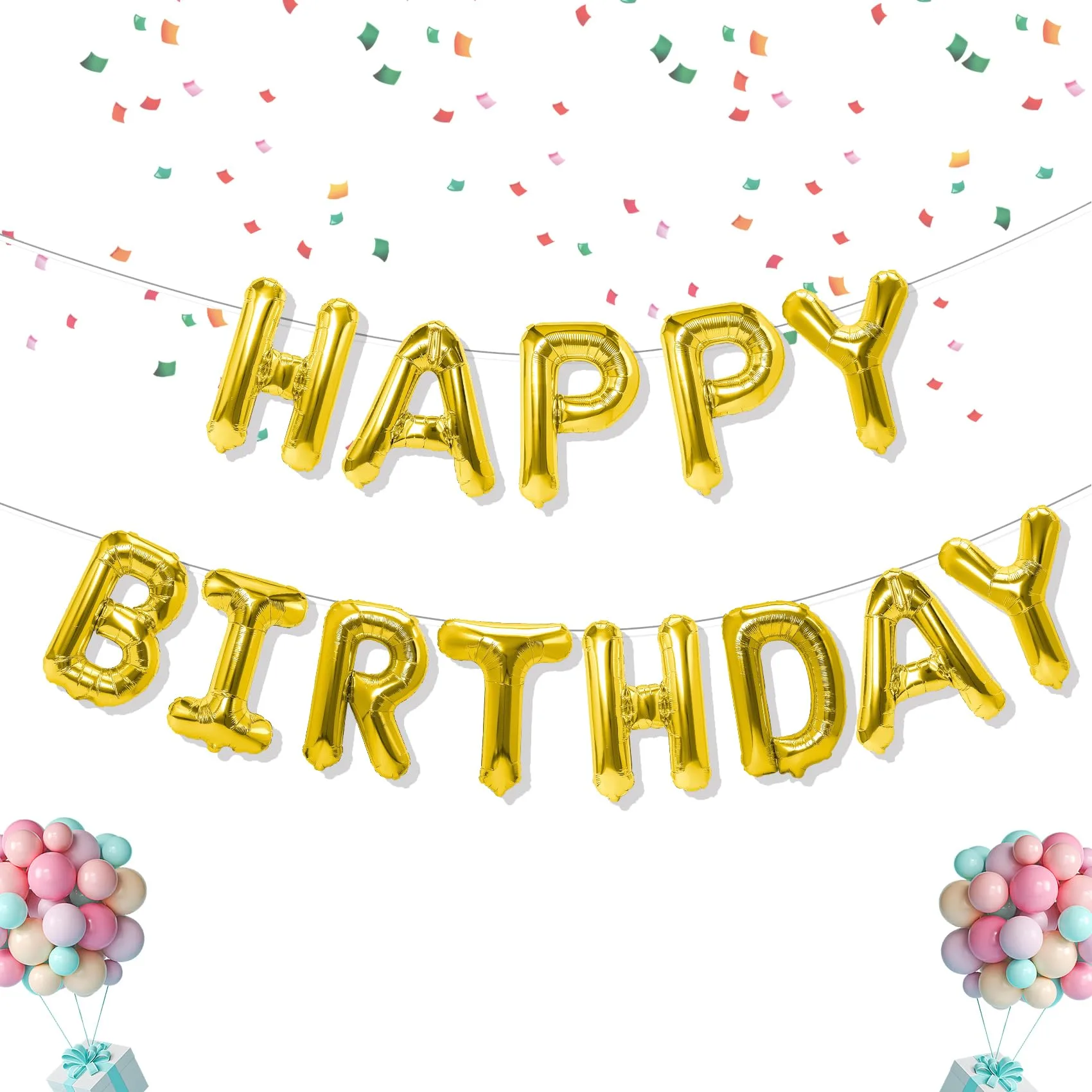 Geek-Is Gold Foil Balloon Letters Happy Birthday Kit image 2