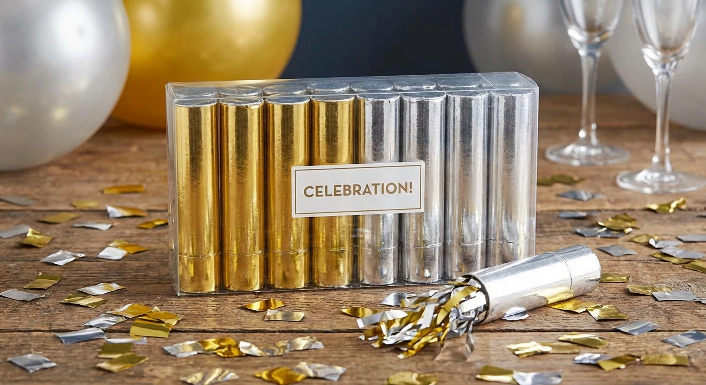 LoveStar Confetti Poppers 12-Pack Gold and Silver image 2