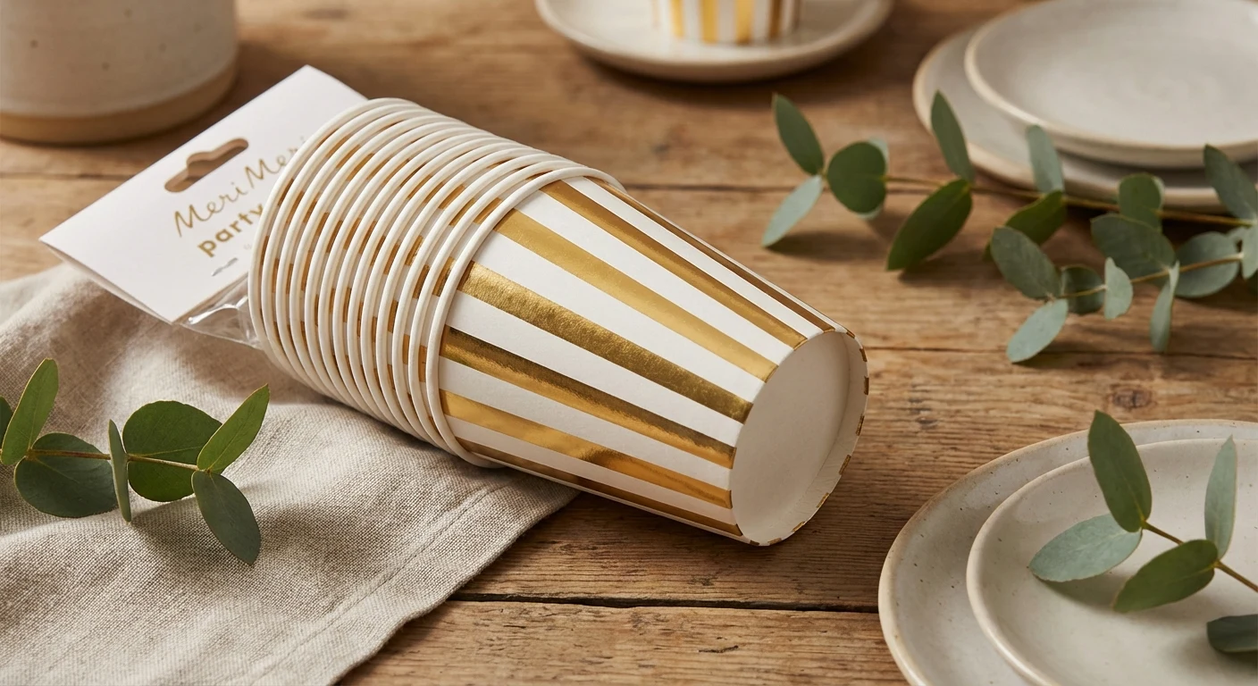 Meri Meri Gold Stripe Party Cups 10ct image 2