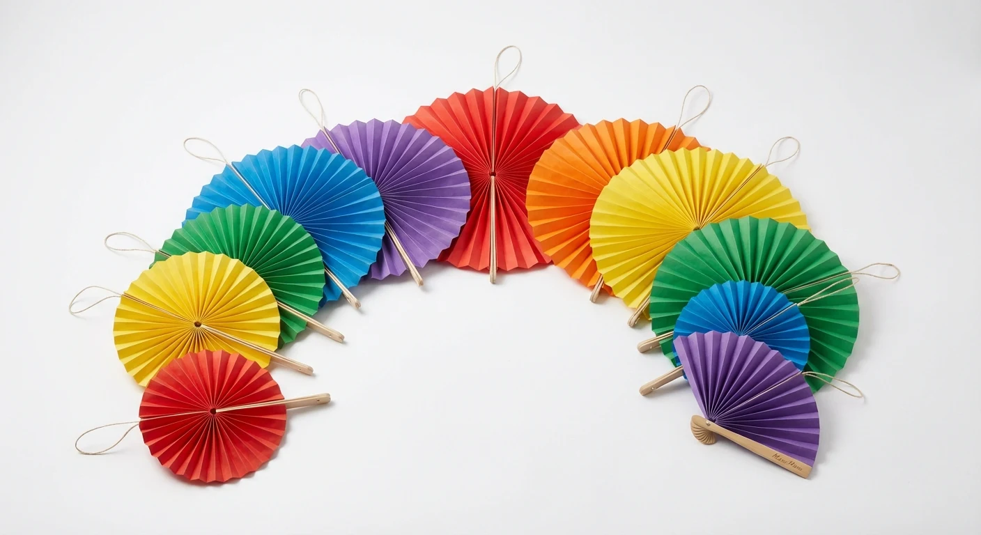 Meri Meri Rainbow Paper Fan Decorations 12ct