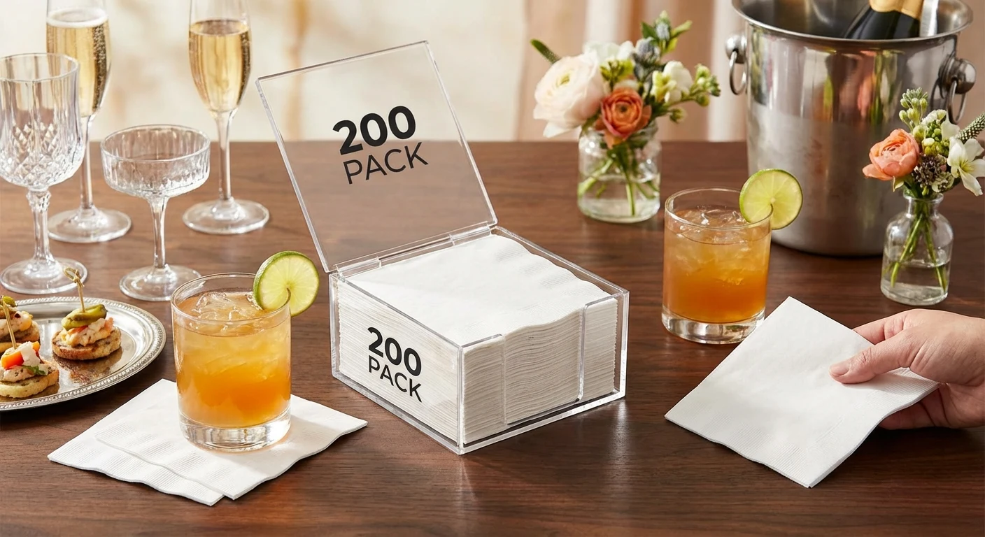 Smartake 200-Pack White Cocktail Napkins image 3