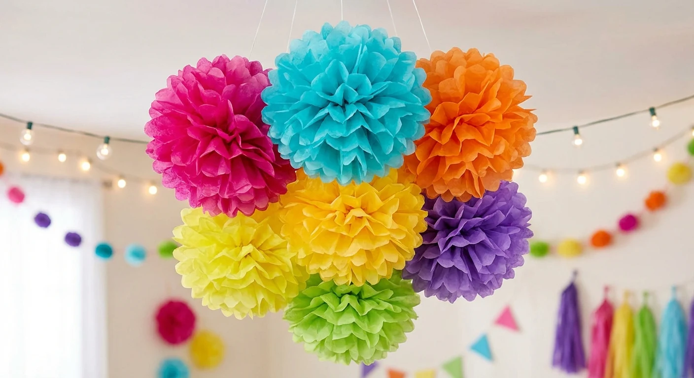 Unique Industries Festive Tissue Paper Pompoms 6-Pack image 2