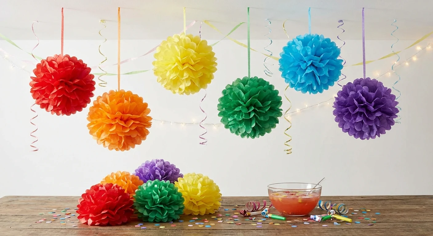 Unique Industries Festive Tissue Paper Pompoms 6-Pack image 3