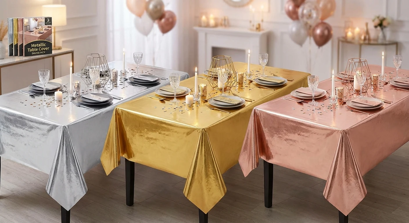 Unique Industries Metallic Table Cover 54×108in 3-Pack image 3