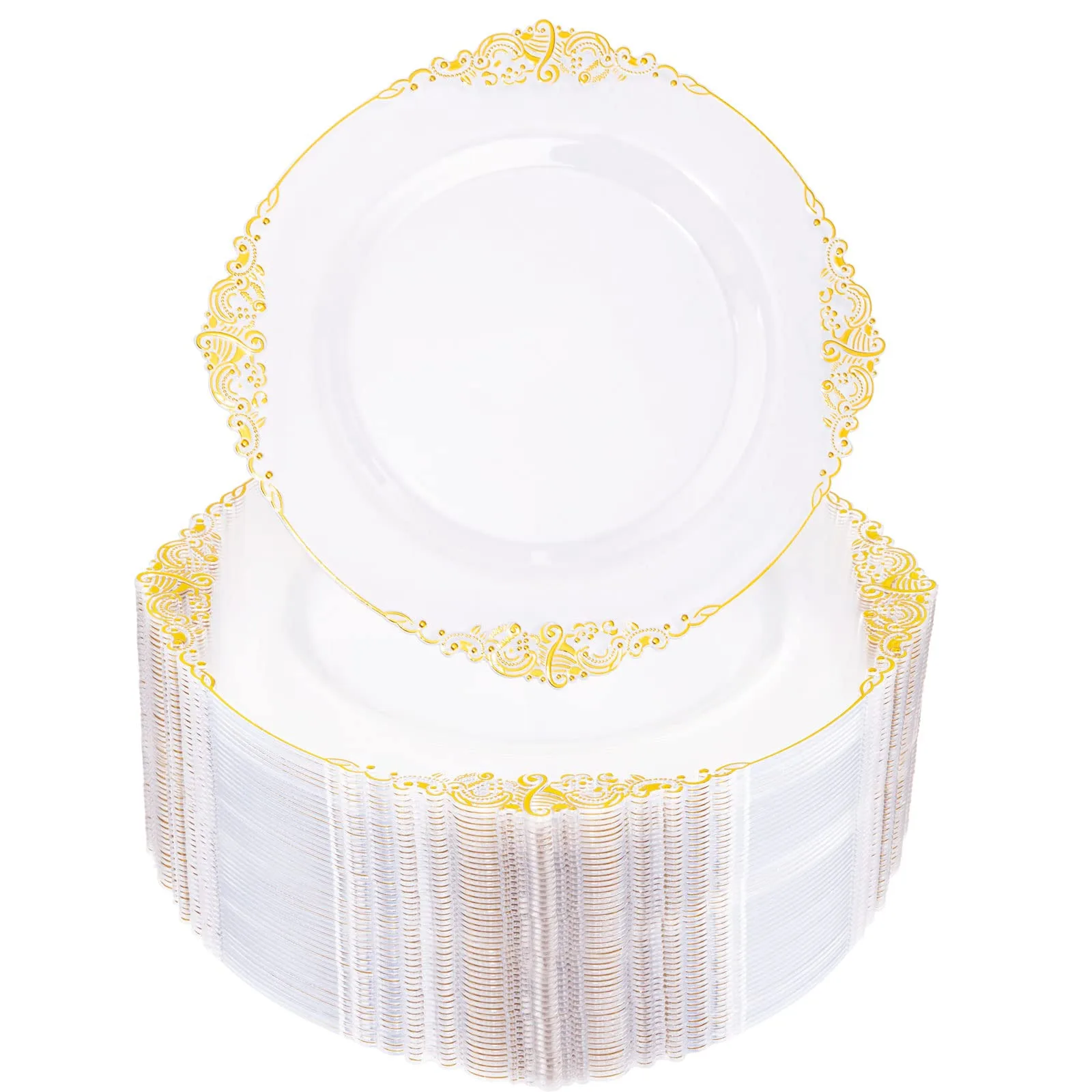 WDF Plastic Plates Gold Rim 7.5in 100ct image 2