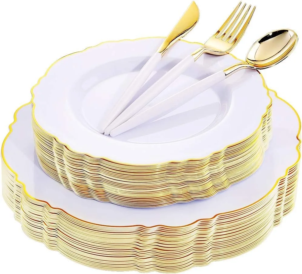 WDF Plastic Plates Gold Rim 7.5in 100ct image 3