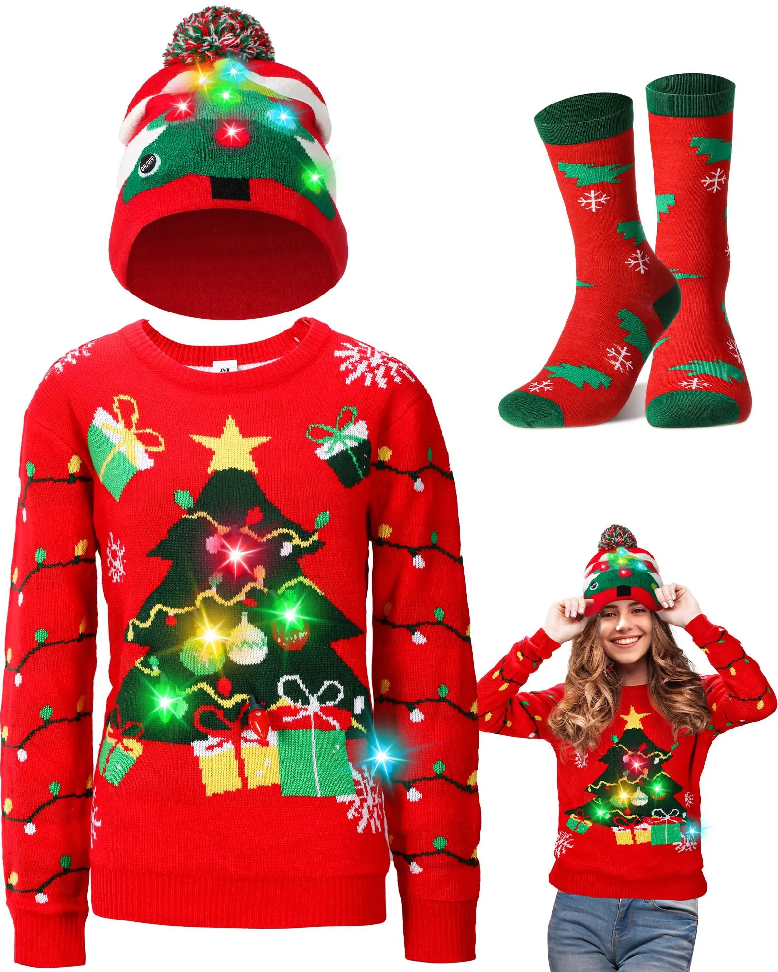 ZXUYASI LED Light-Up Ugly Christmas Sweater Kit image 2